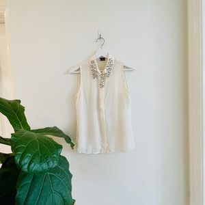 Sparkle & Fade White Cubic Sleeveless Blouse